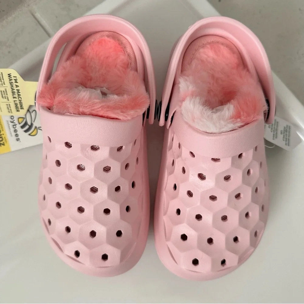Joybees Varsity Lined Pink Clogs Size 8